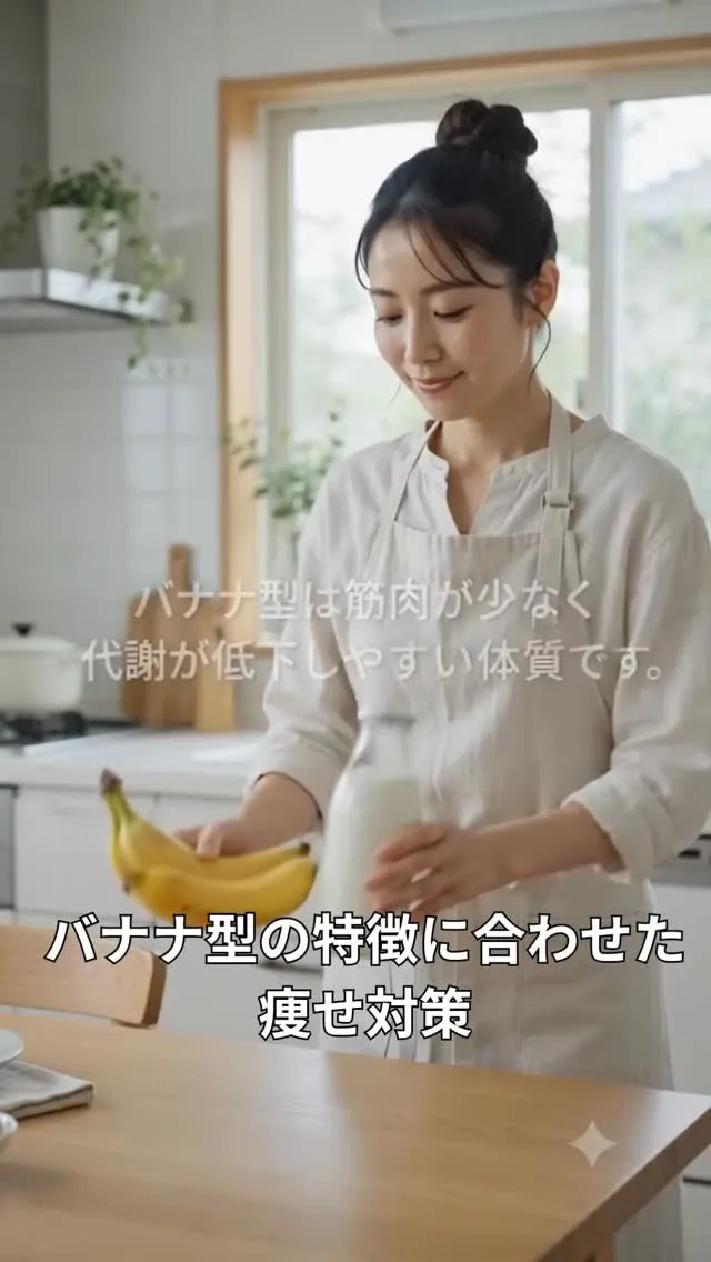 バナナ型は筋肉が少なく太りにくい反面、脂肪がつくと落ちにくい...