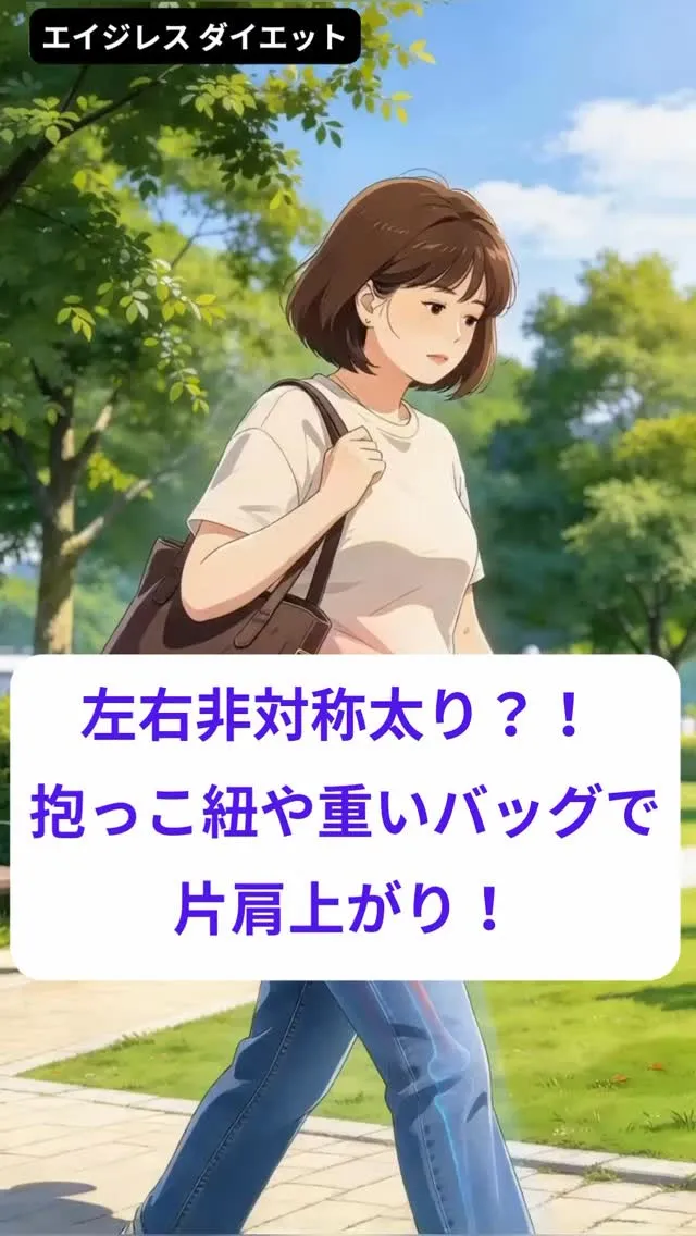 左右非対称太り？！ 抱っこ紐や重いバッグで片肩上がり！